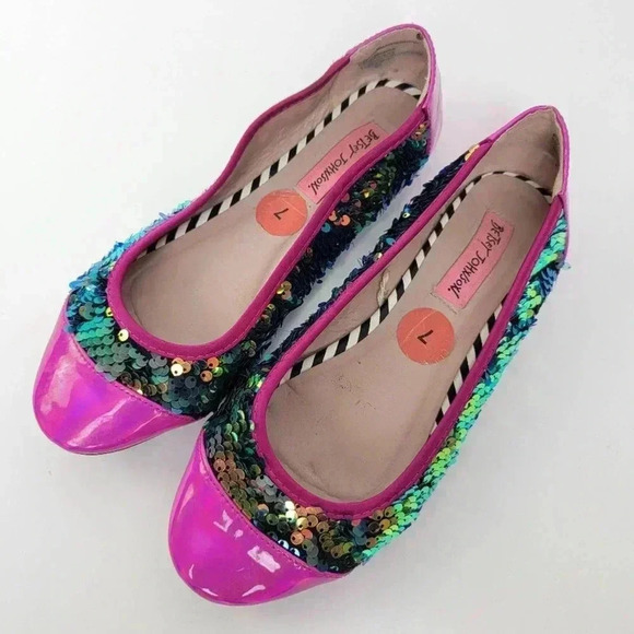 Betsey Johnson Sunglow Rainbow Sequin Ballet Flats- 7 - Picture 1 of 9